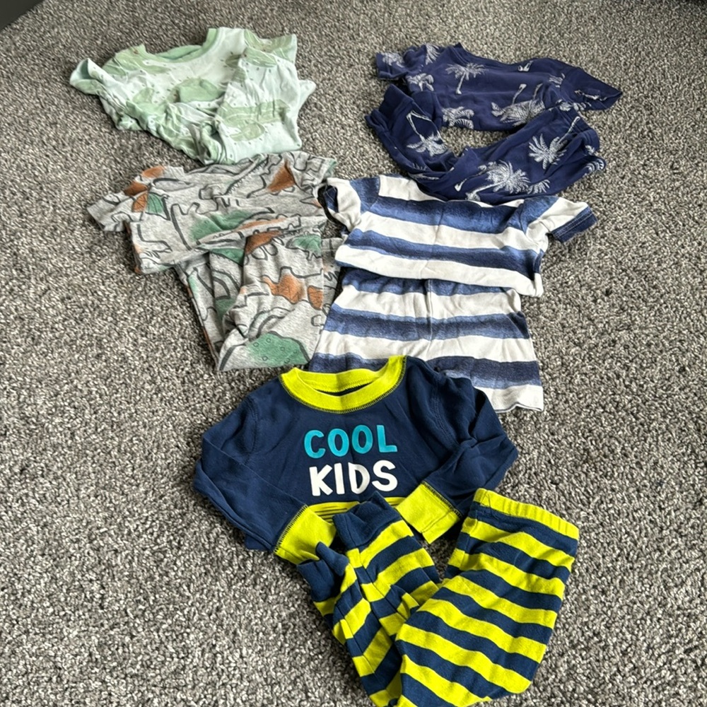Toddler Pajama Lot – Stripes, Dinosaurs, and Cool Kids Pajamas